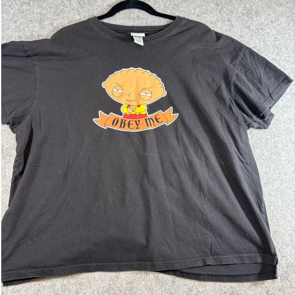 Family Guy Shirt Mens XL Black Stewie Griffin Obey Me Graphic Sleepwear Tee